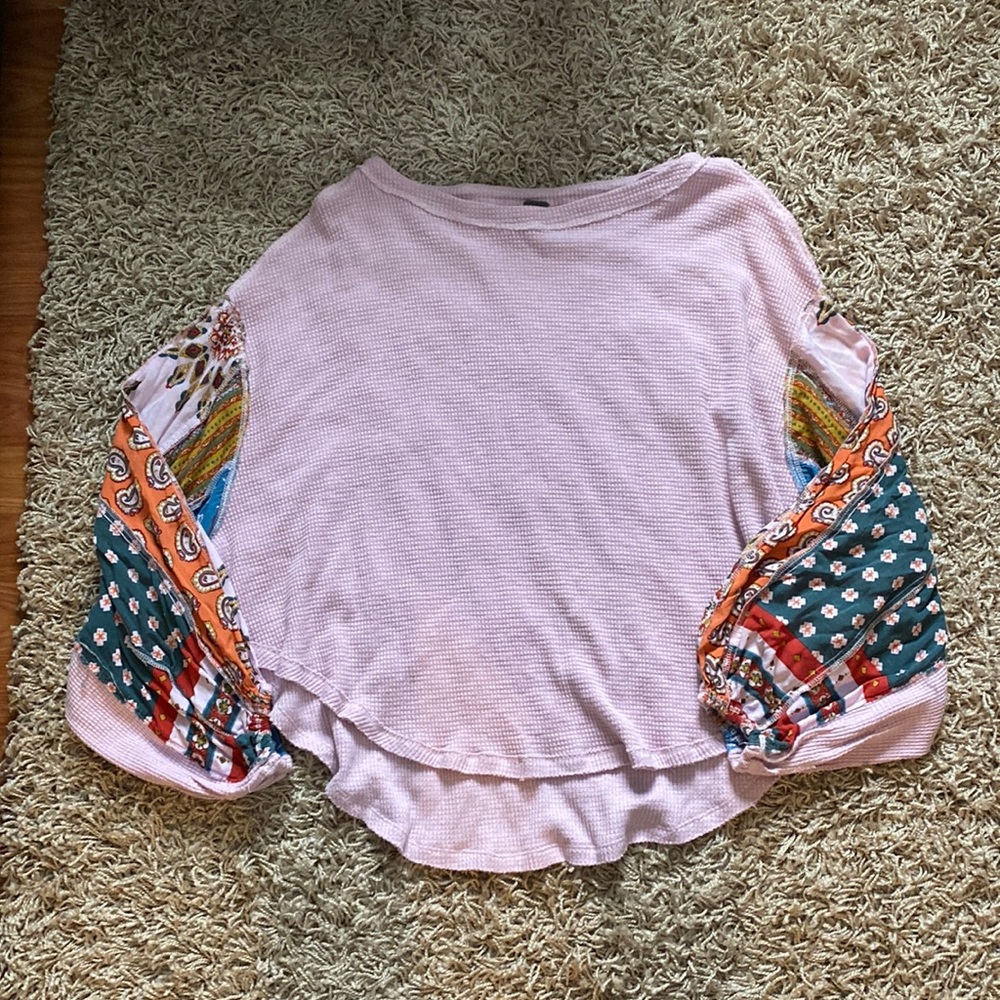 We The Free Pink Waffle Knit Top